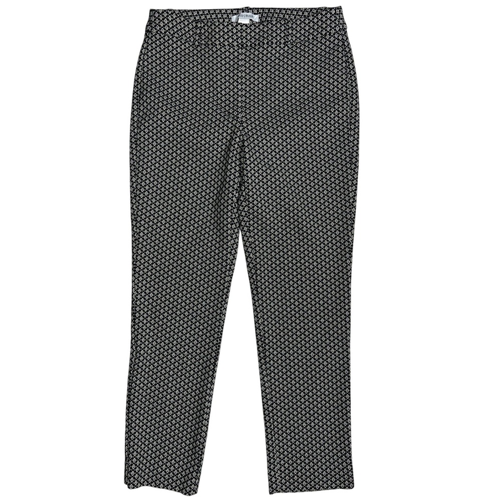 White House Black Market Slim Ankle Pants Geometric Black White 8 570276622